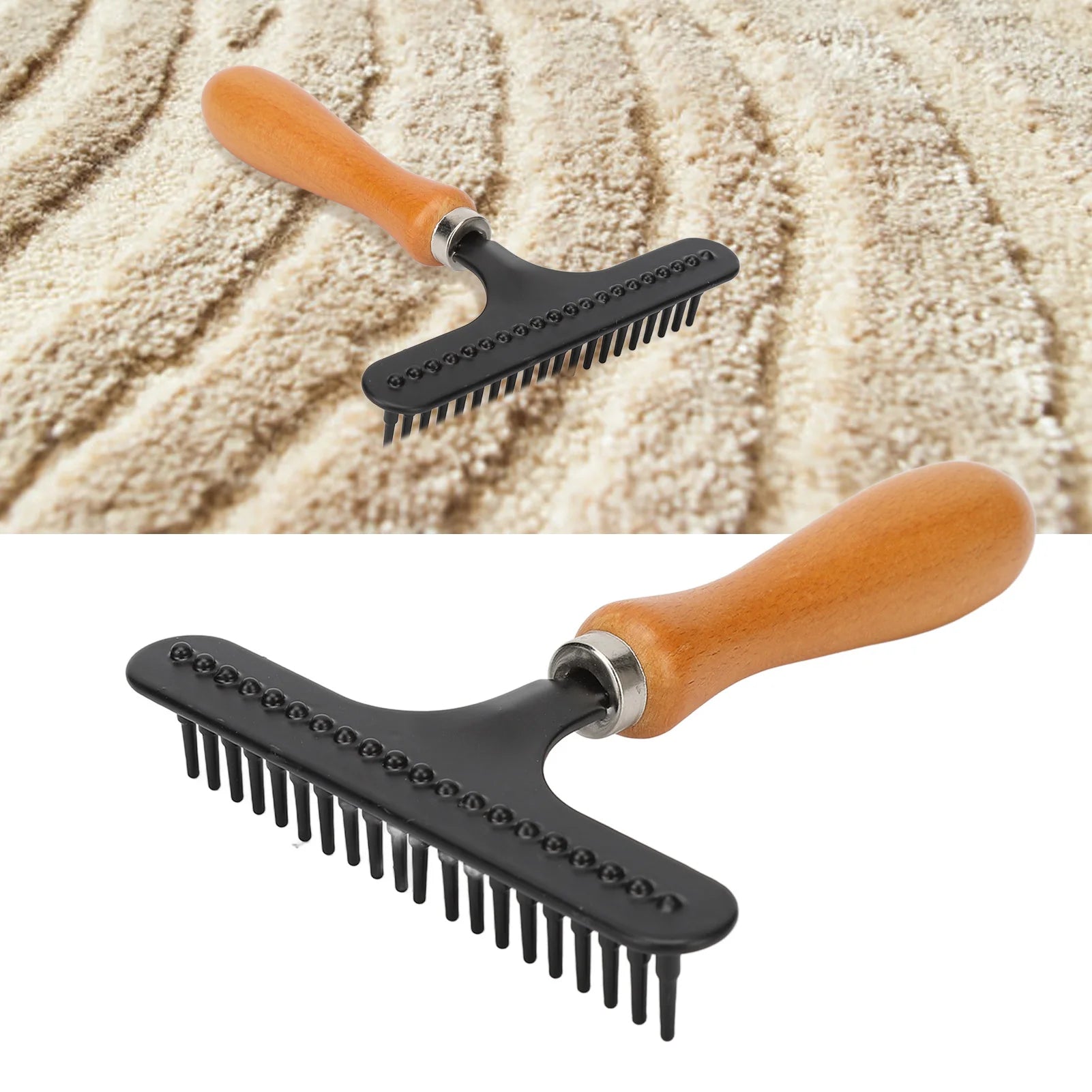 Wooden Handle Deshedding & Detangling Brush for Pets