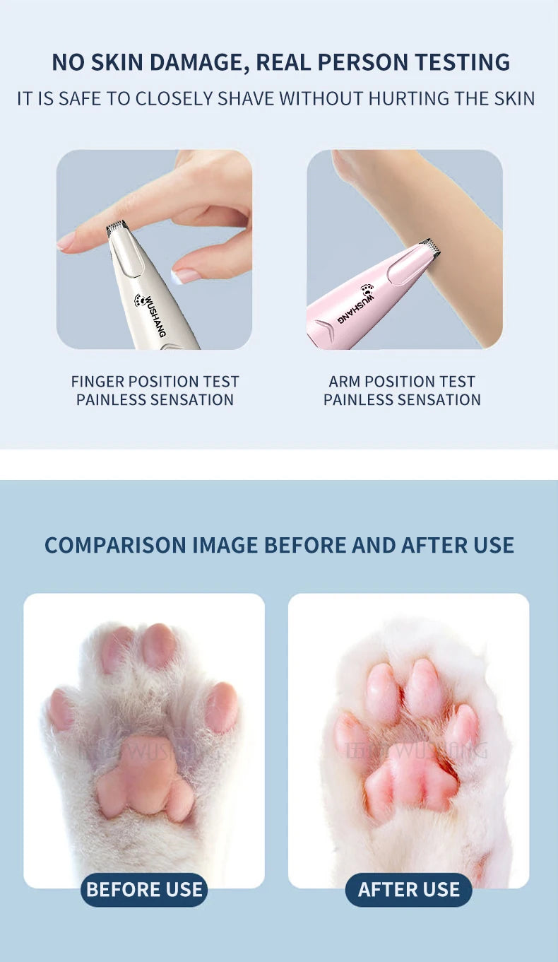 Waterproof Electric Pet Hair Trimmer with LED Light