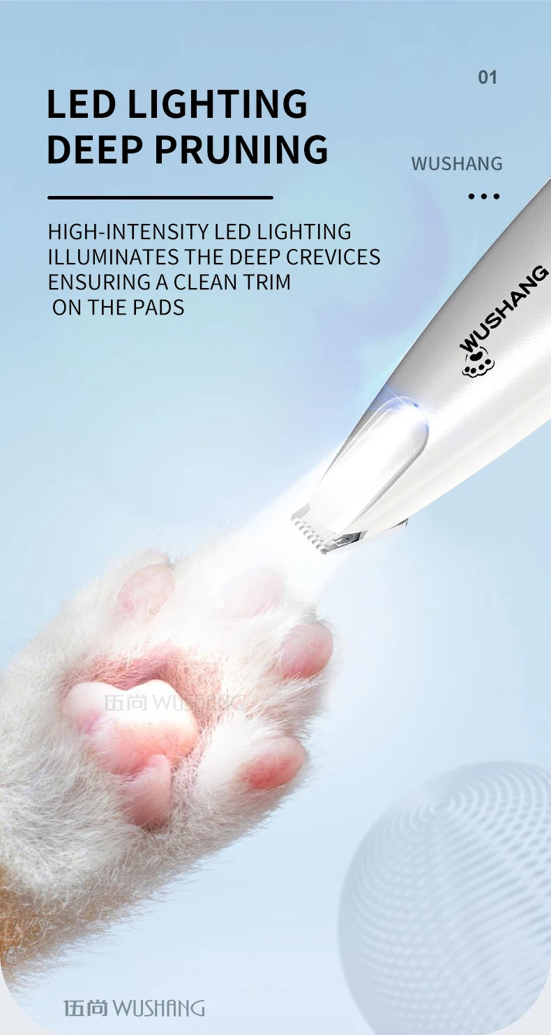 Waterproof Electric Pet Hair Trimmer with LED Light
