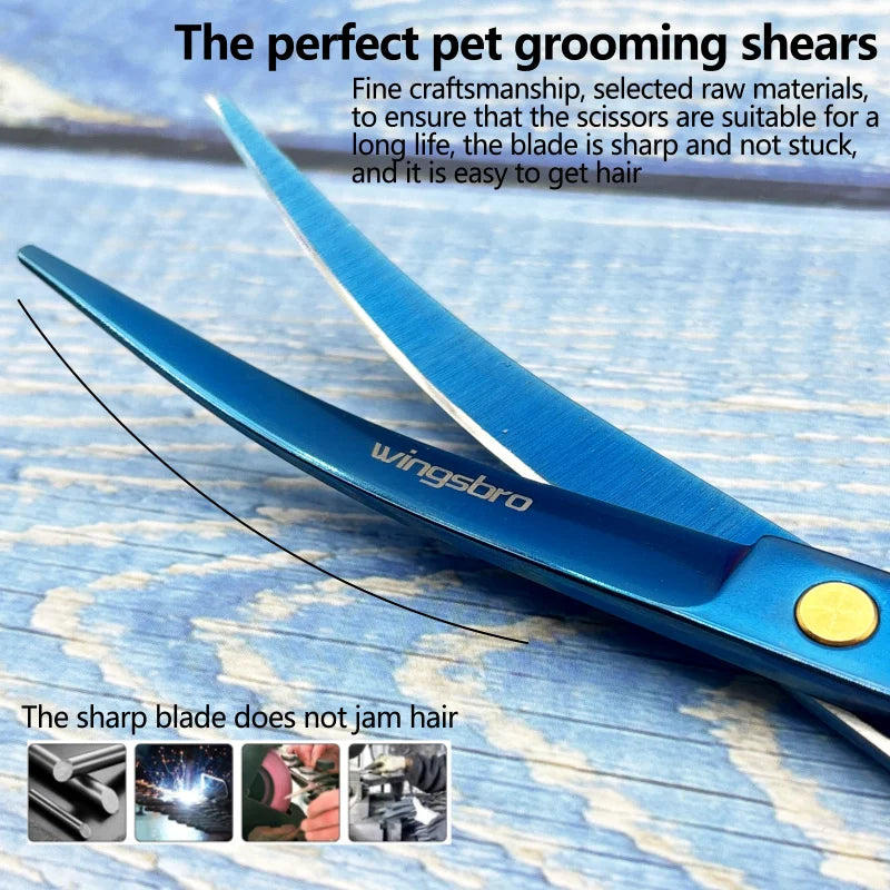7-Inch Curved Grooming Scissors for Dogs