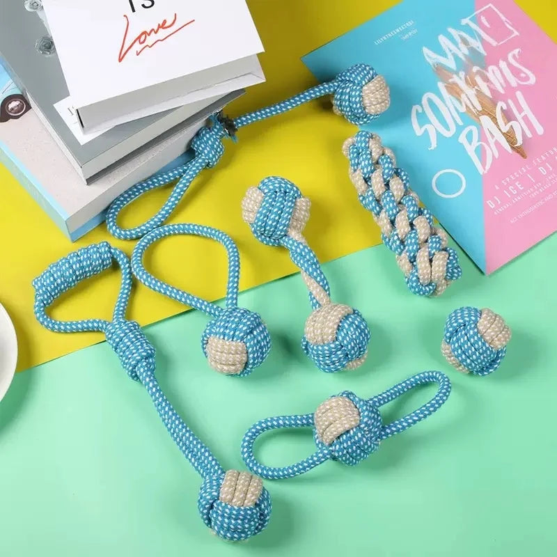 Cotton Rope Ball & Toothbrush Chew Toy for Dogs