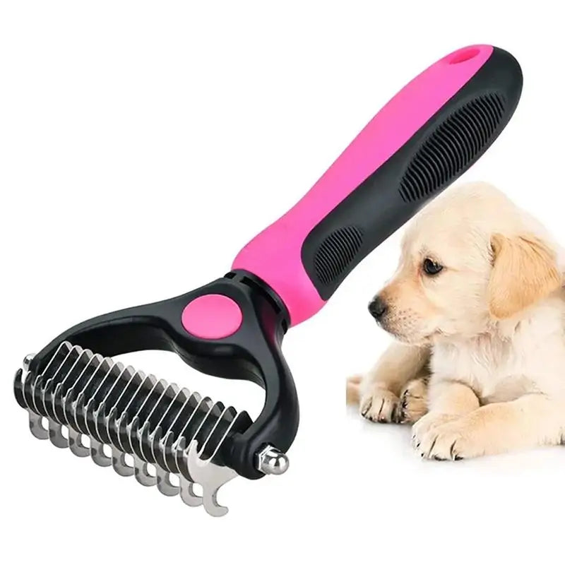 Double-Sided Shedding Comb & Grooming Rake for Pets