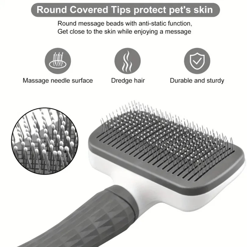 One-Click Self-Cleaning Slicker Brush for Dogs & Cats