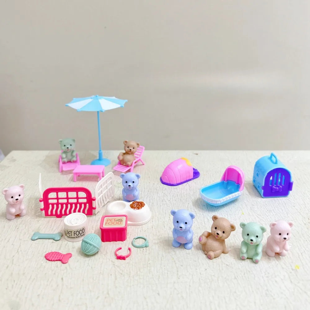 Teddy Bear Pet Playhouse Toy Set for Kids