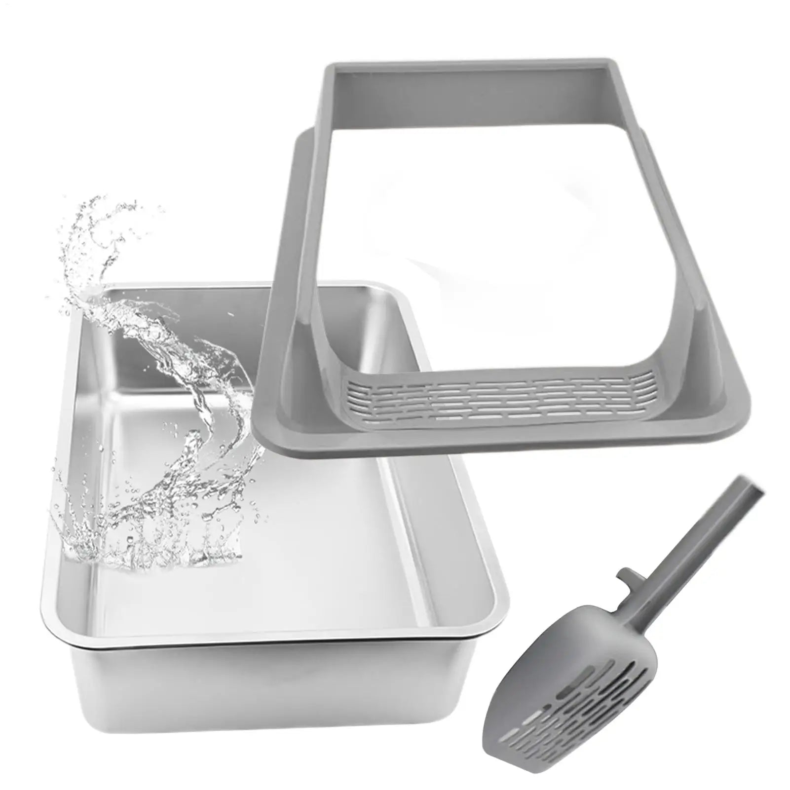 Semi-Enclosed Cat Litter Box with Scoop