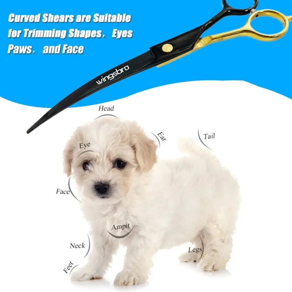 7-Inch Curved Grooming Scissors for Dogs