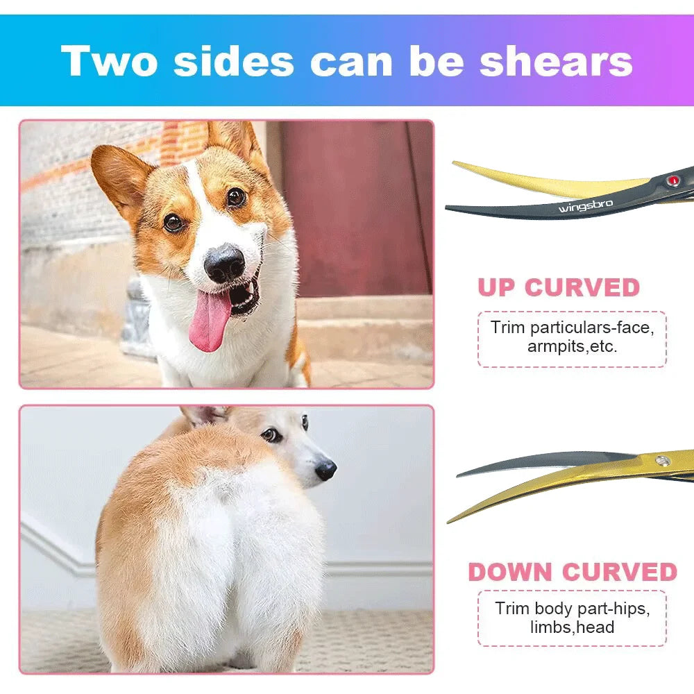 7-Inch Curved Grooming Scissors for Dogs