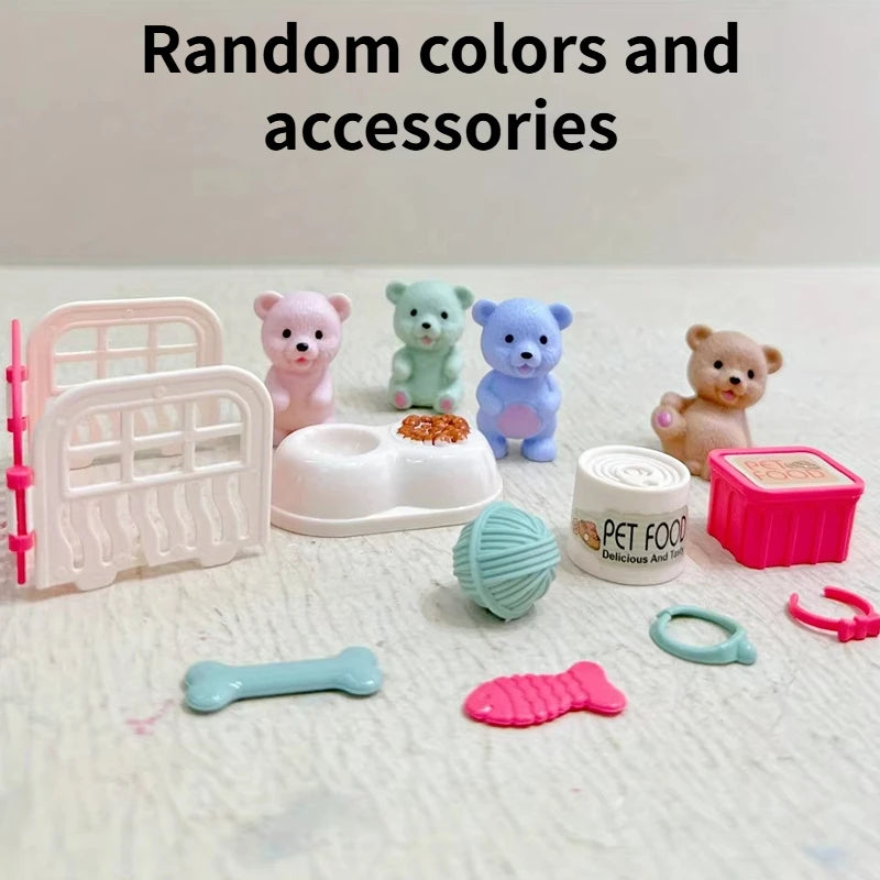 Teddy Bear Pet Playhouse Toy Set for Kids