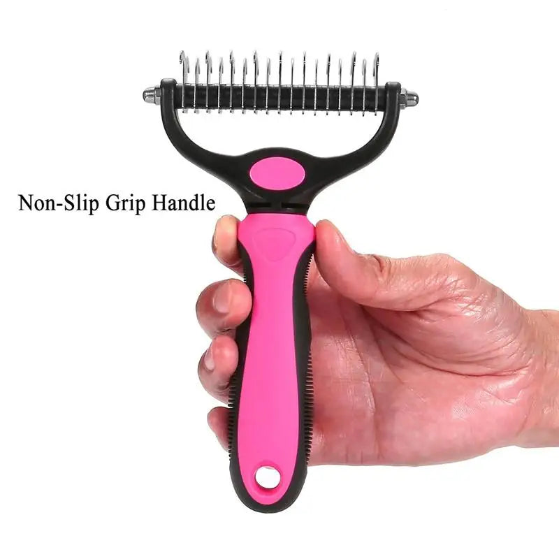 Double-Sided Shedding Comb & Grooming Rake for Pets