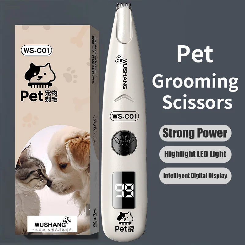 Waterproof Electric Pet Hair Trimmer with LED Light