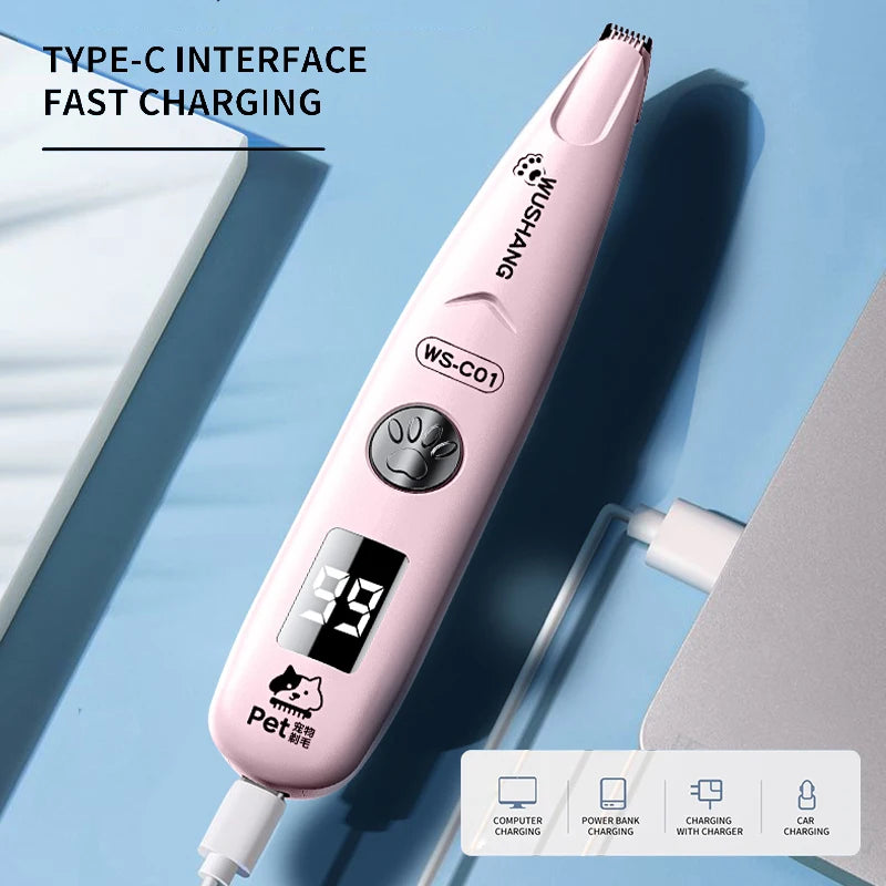 Waterproof Electric Pet Hair Trimmer with LED Light