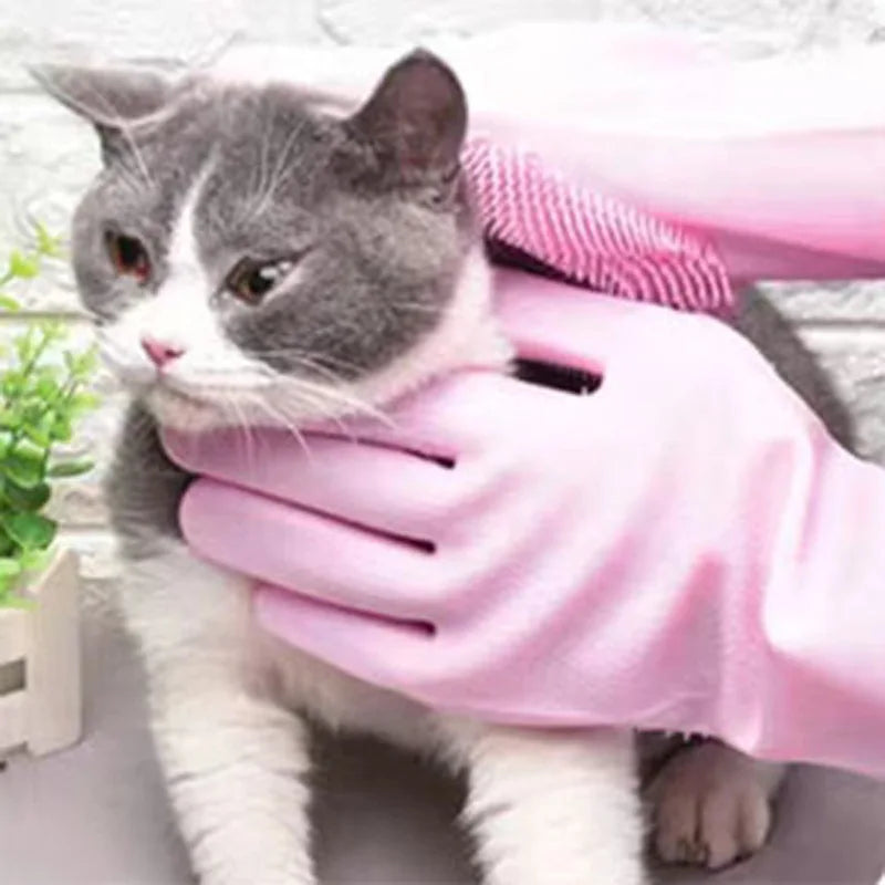 Silicone Bath Scrubber & Hair Removal Glove for Pets