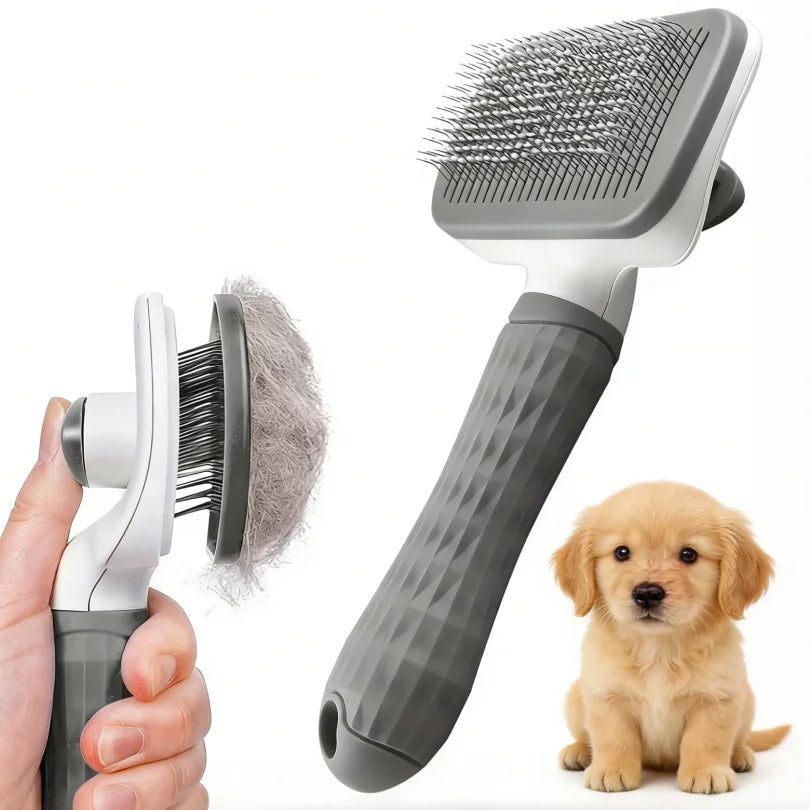 One-Click Self-Cleaning Slicker Brush for Dogs & Cats