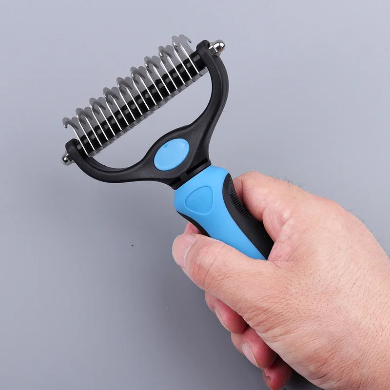 Double-Sided Shedding Comb & Grooming Rake for Pets