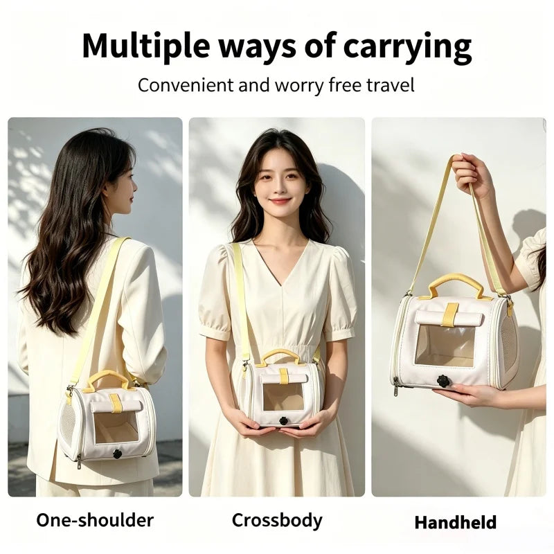Multifunctional Portable Pet Carrier Bag with Feeding Bowl