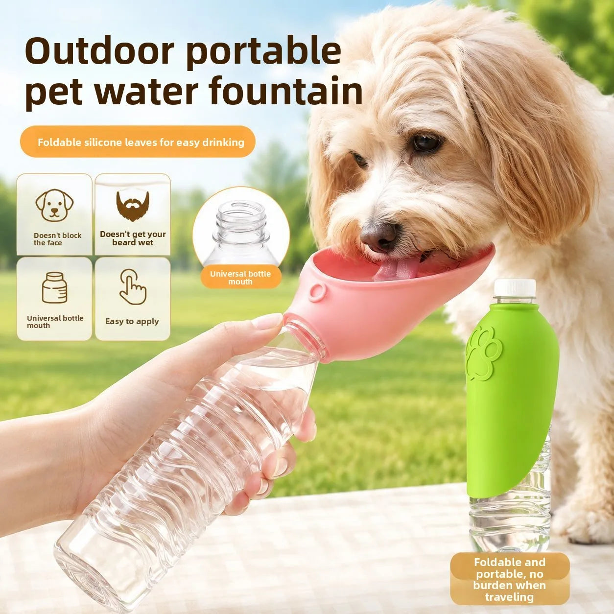 Foldable Leaf-Shaped Silicone Water Dispenser for Pets