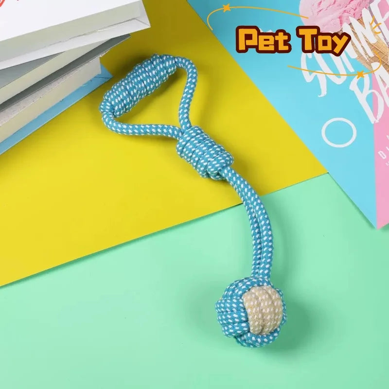 Cotton Rope Ball & Toothbrush Chew Toy for Dogs