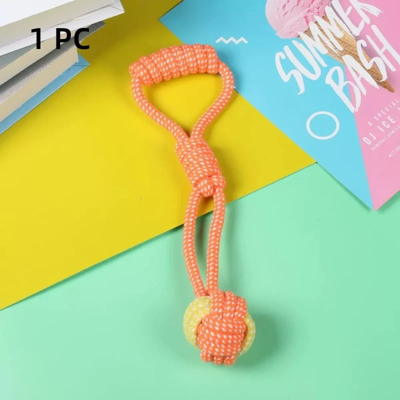Cotton Rope Ball & Toothbrush Chew Toy for Dogs