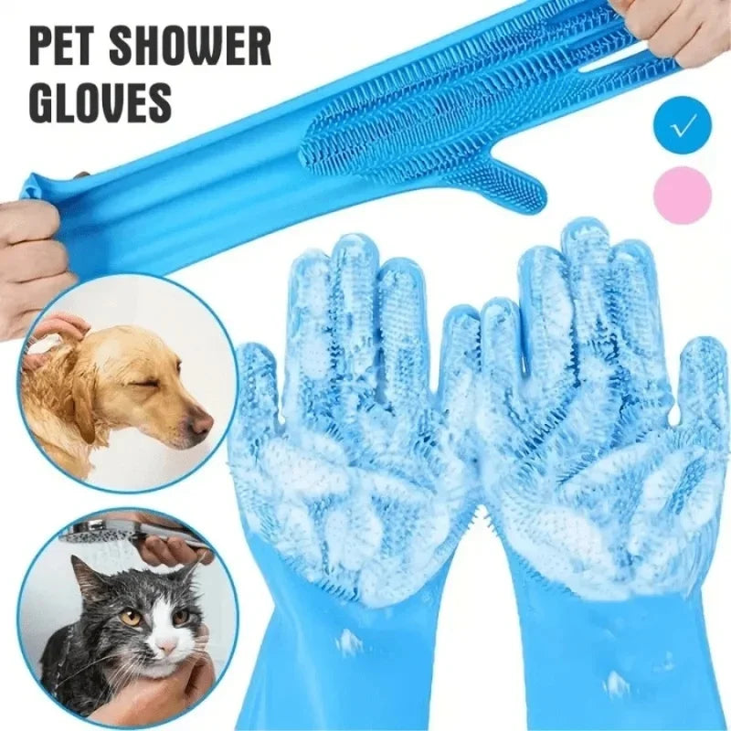 Silicone Bath Scrubber & Hair Removal Glove for Pets
