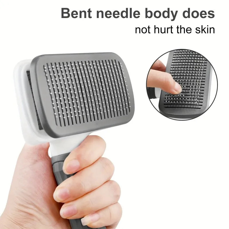 One-Click Self-Cleaning Slicker Brush for Dogs & Cats