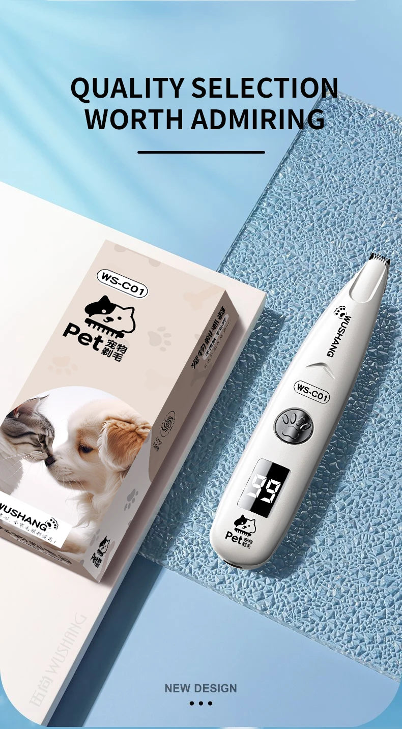 Waterproof Electric Pet Hair Trimmer with LED Light