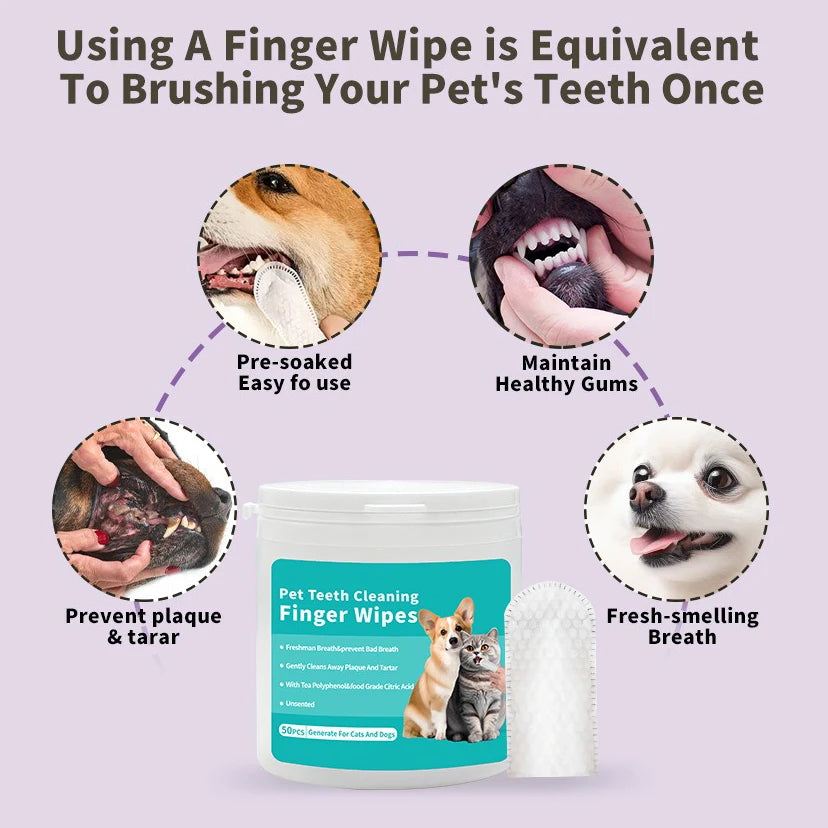 Disposable Finger Toothbrush Wipes for Pets