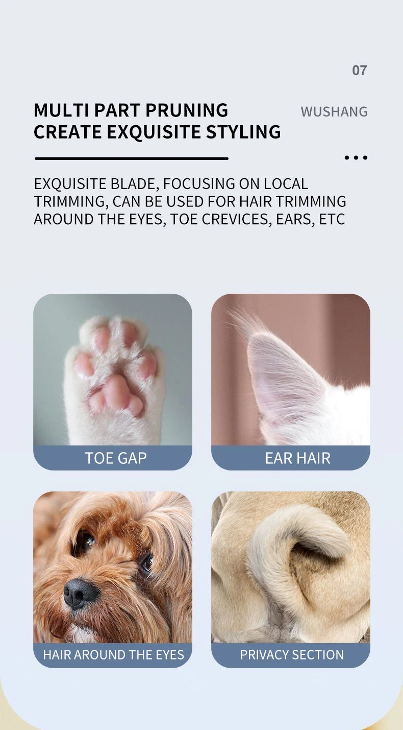 Waterproof Electric Pet Hair Trimmer with LED Light