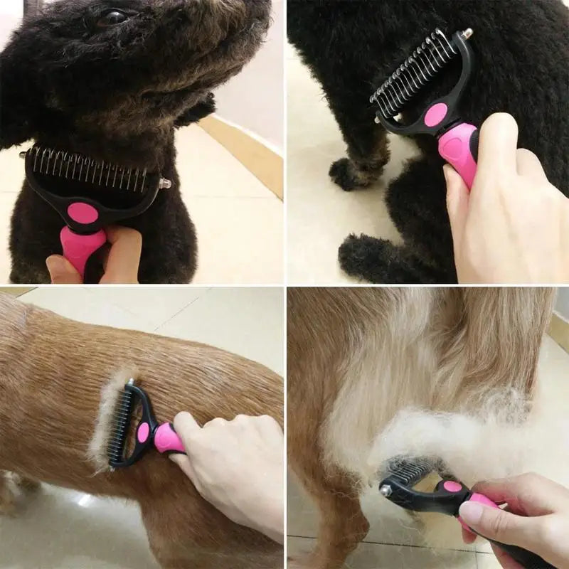 Double-Sided Shedding Comb & Grooming Rake for Pets