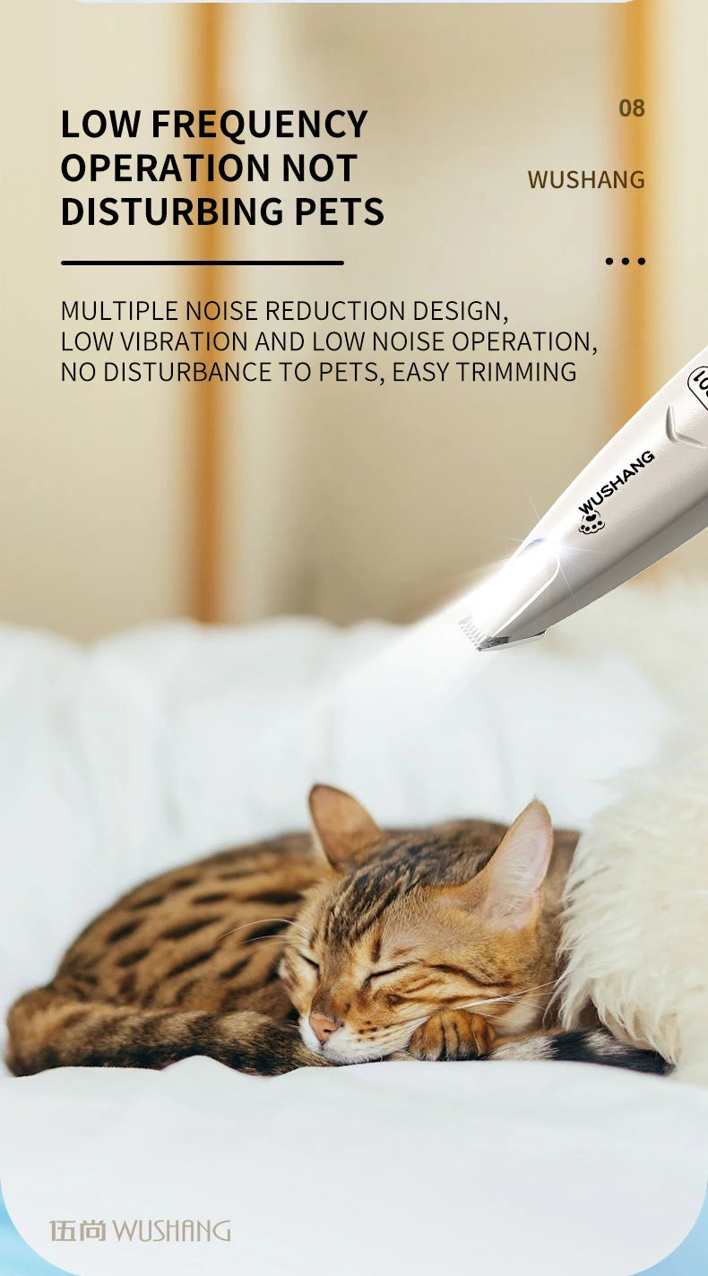 Waterproof Electric Pet Hair Trimmer with LED Light