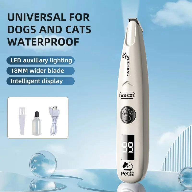 Waterproof Electric Pet Hair Trimmer with LED Light