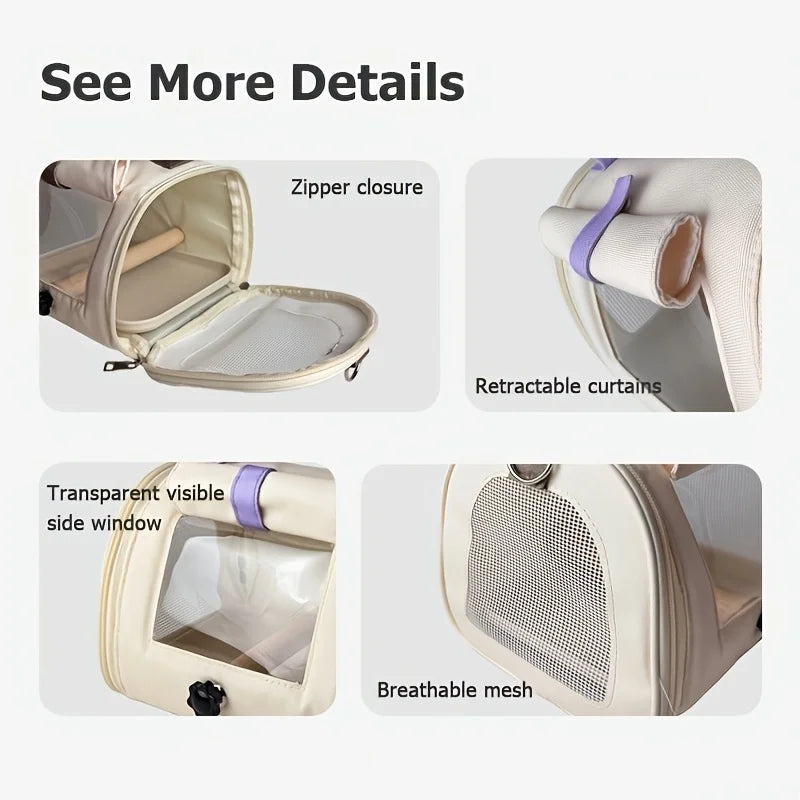 Multifunctional Portable Pet Carrier Bag with Feeding Bowl