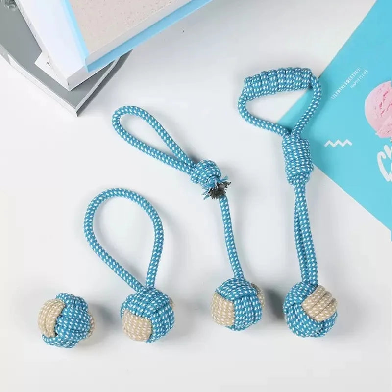 Cotton Rope Ball & Toothbrush Chew Toy for Dogs