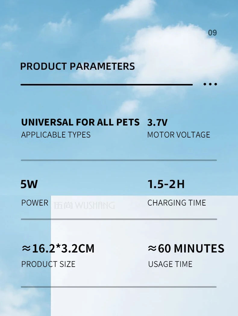 Waterproof Electric Pet Hair Trimmer with LED Light