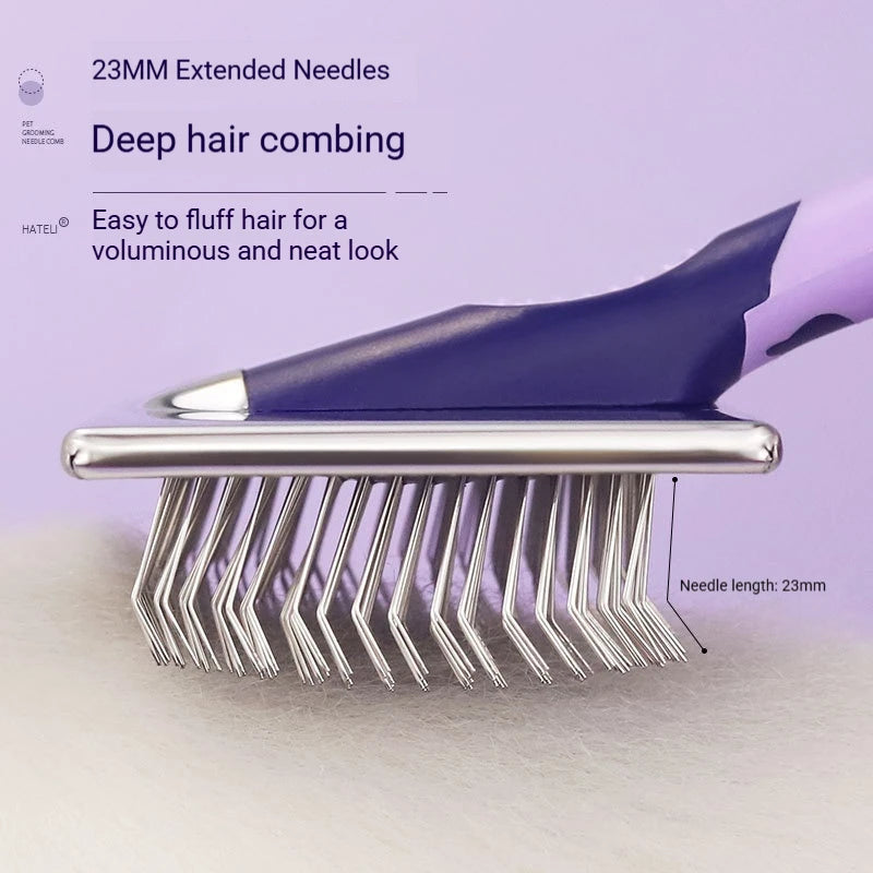 Extended Needle Dematting Comb for Long-Haired Pets