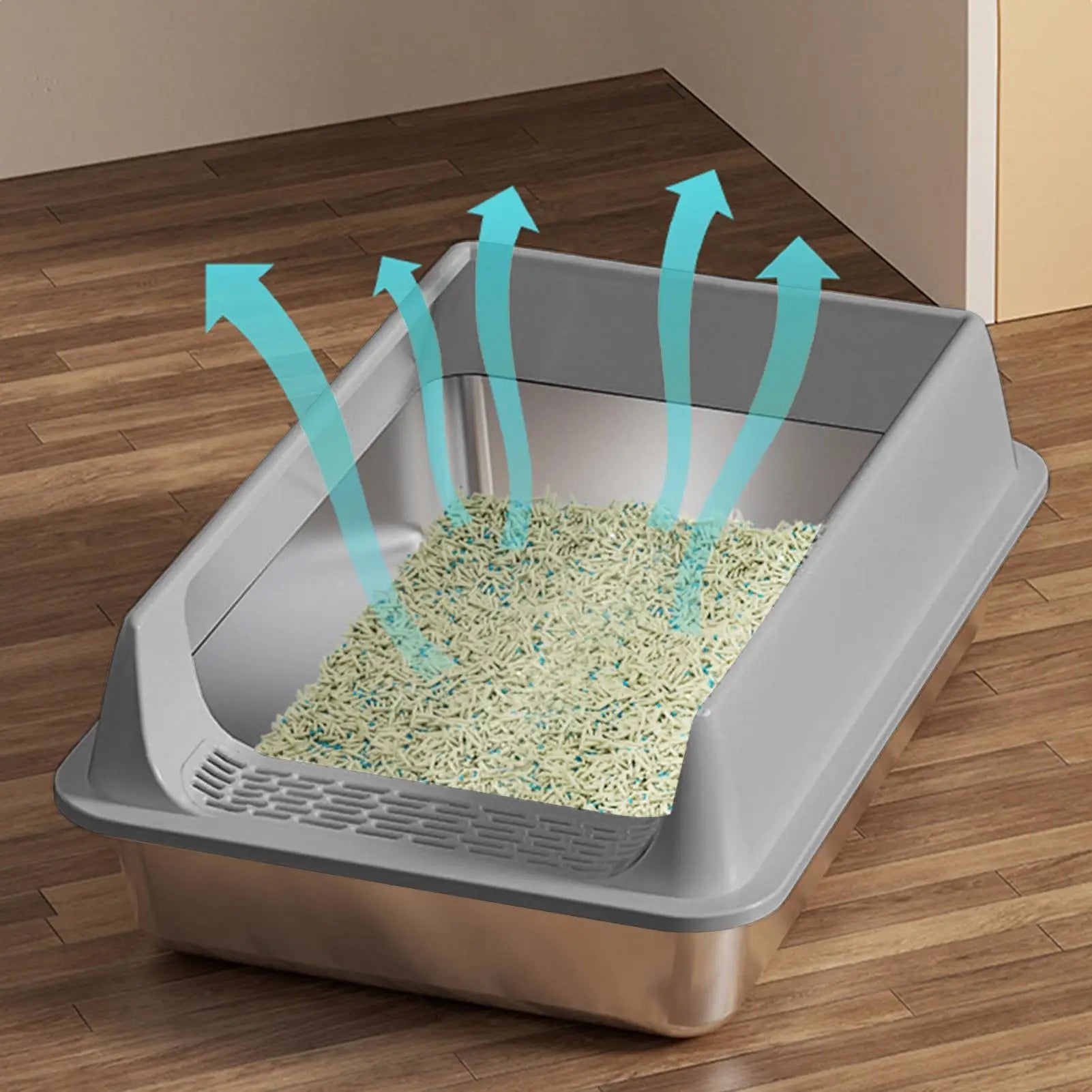 Semi-Enclosed Cat Litter Box with Scoop