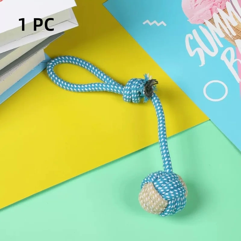 Cotton Rope Ball & Toothbrush Chew Toy for Dogs