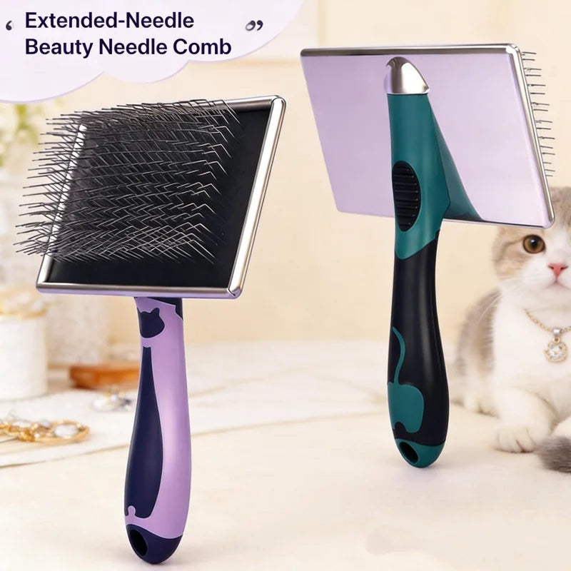 Extended Needle Dematting Comb for Long-Haired Pets