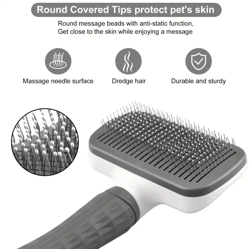 One-Click Self-Cleaning Slicker Brush for Dogs & Cats